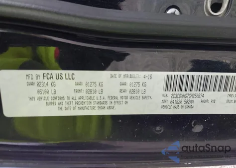 2016 Dodge Charger Sxt из США, поврежденный, VIN 2C3CDXHG7GH250874